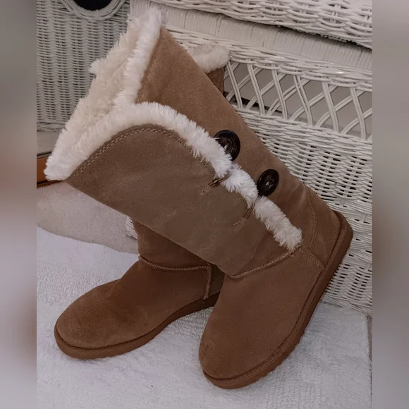 Target Shoes Targettan Neutral Genuine Suede Faux Fur Boots